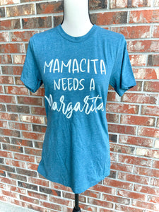 Mamacita Needs a Margarita- Heather Deep Teal- SMALLS ONLY